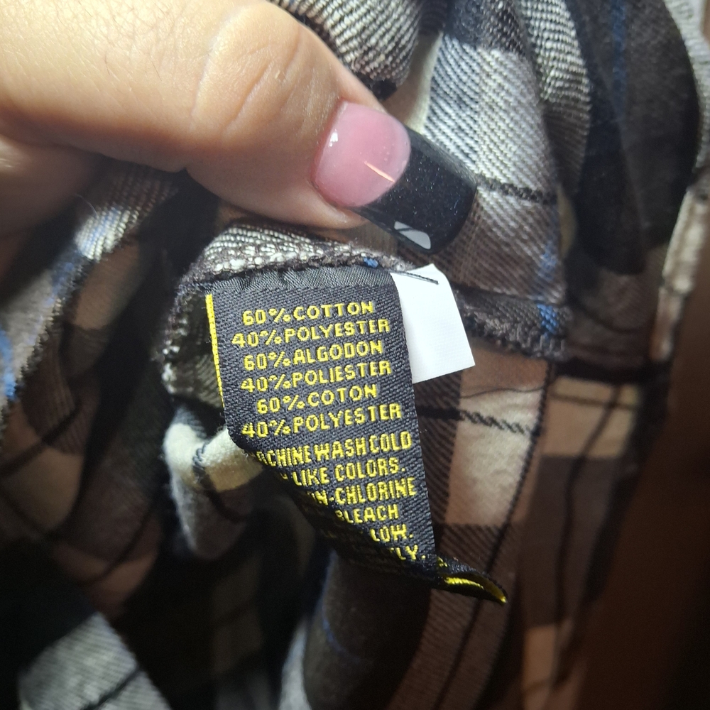 Stanley Plaid Button-Down Shirt‎ - Black, White, and Blue - Picture 4 of 5